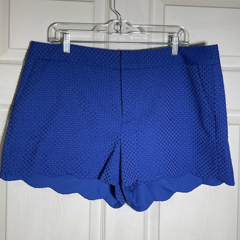 Elle Royal Blue Women's Shorts scalloped chic summer casual
